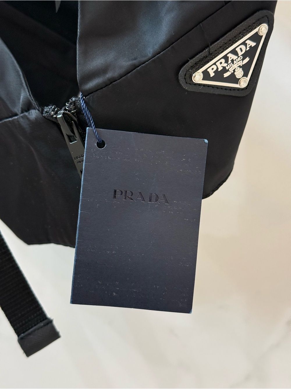 NWT Prada Women’s Re-Nylon Triangle Logo Zip Crop Top Bralette Black Size S - Picture 5 of 5